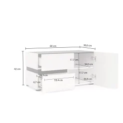Mobile da ingresso Seul, 80x38h42 cm, Bianco lucido e Antracite<Dmora Cheap