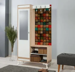 Mobile da ingresso Sugilite, 100x36h190 cm, Quercia e Multicolore<Dmora Outlet