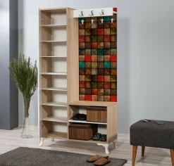 Mobile da ingresso Sugilite, 100x36h190 cm, Quercia e Multicolore<Dmora Outlet