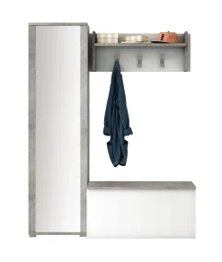 Mobile da ingresso Tanzanite, Cm 50x32h182, Bianco e Cemento<Dmora Sale