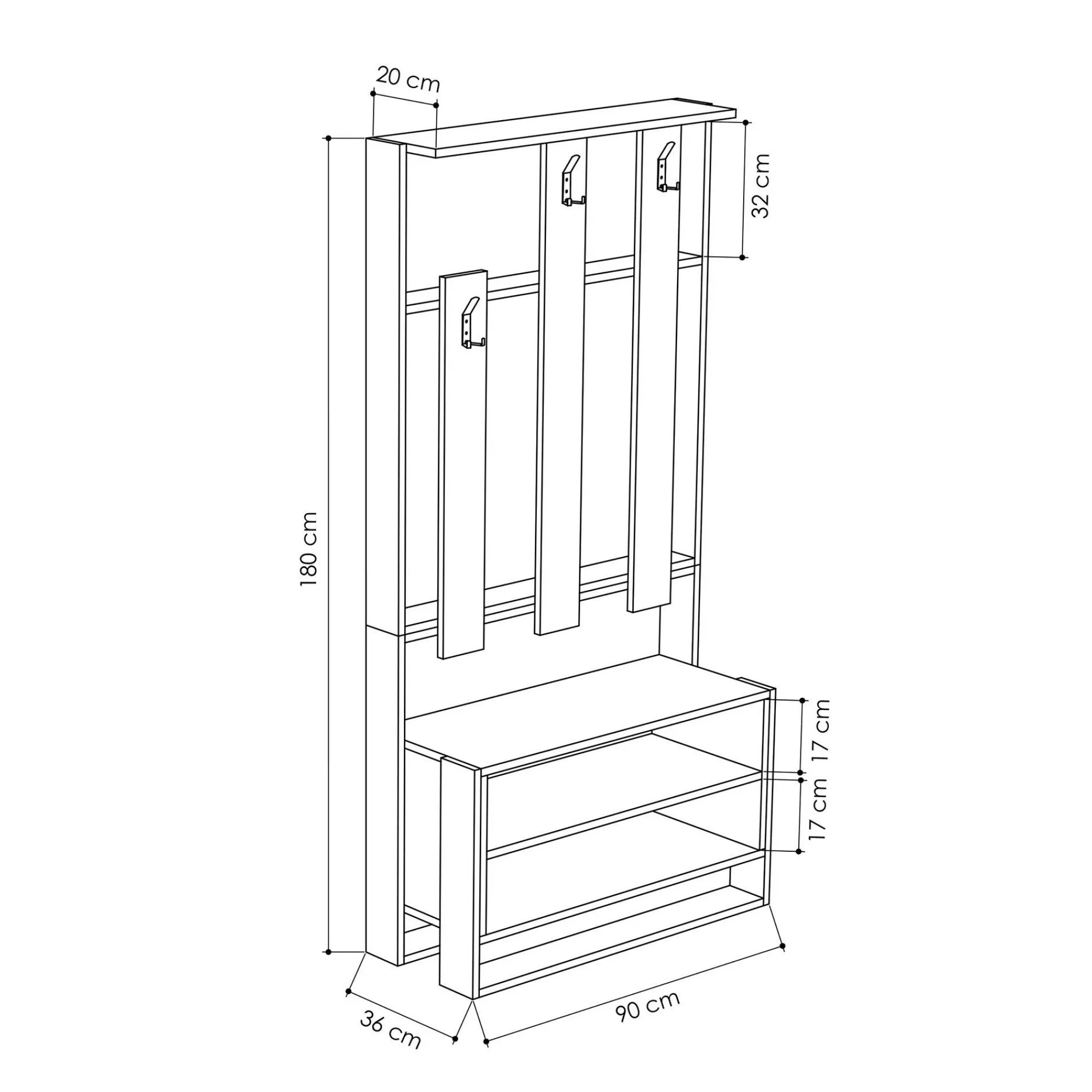 Mobile da ingresso Toraji, 90x36 h180 cm,<Dmora Cheap