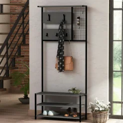 Mobile da ingresso Varsavia, 78x30 h182 cm, Antracite e Nero<Dmora Hot