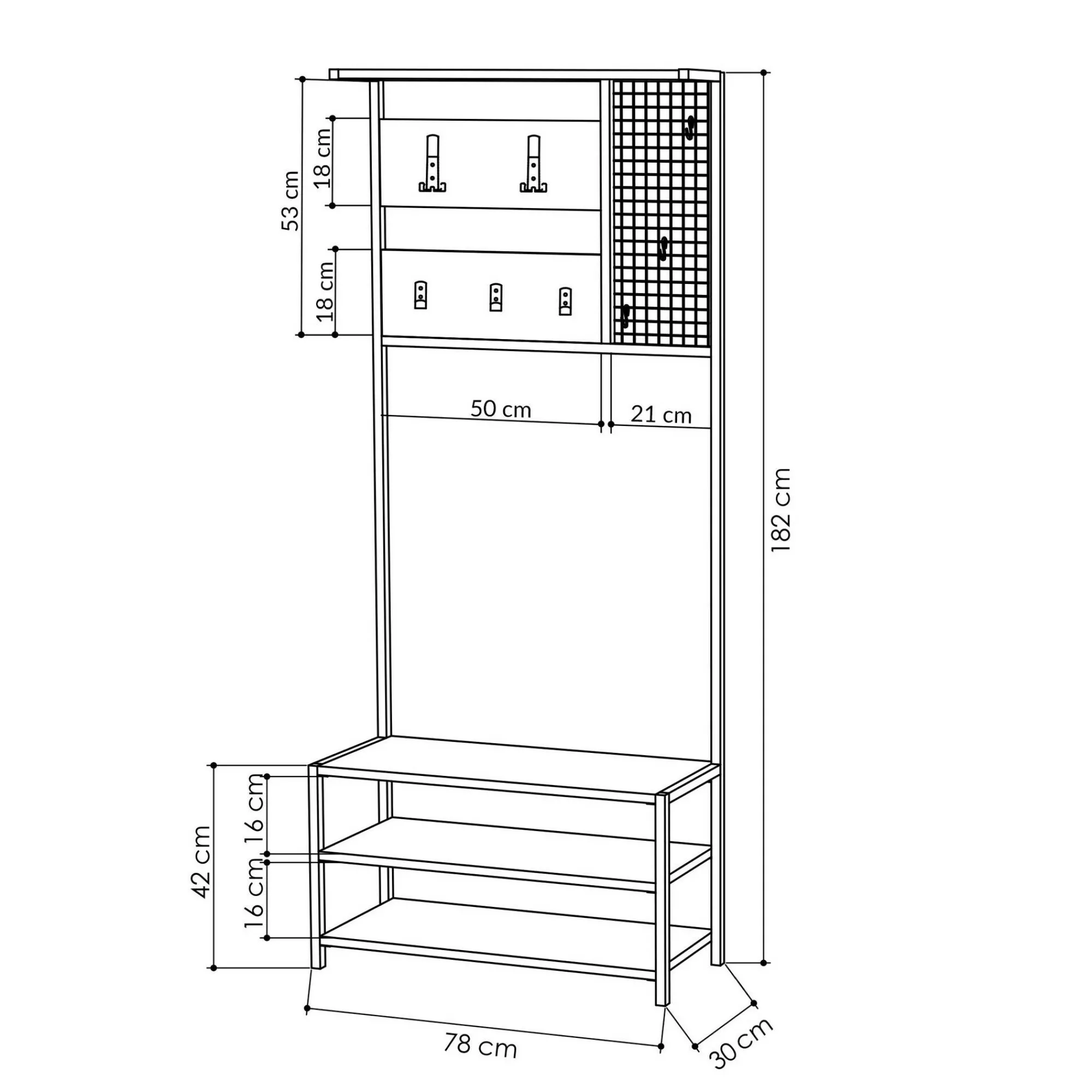 Mobile da ingresso Varsavia, 78x30 h182 cm, Antracite e Nero<Dmora Hot