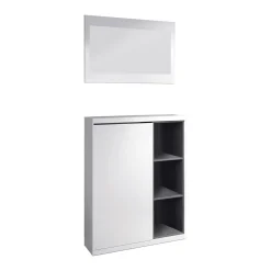 Mobile da ingresso Volturno, 79x25h167 cm, Bianco e Grigio cenere<Dmora Sale