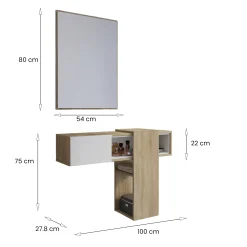 Mobile da ingresso Zugliano, 100x31h75 cm, Rovere e Bianco<Dmora Sale