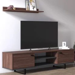 Mobile da soggiorno porta TV con due ante e due ripiani, cm 150 x 35 x 44, colore e antracite<Dmora Flash Sale