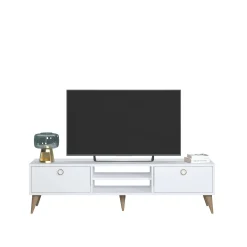 Mobile da soggiorno porta TV con due antine e due vani centrali, cm 152 x 35 x 40, colore<Dmora Cheap