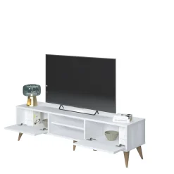 Mobile da soggiorno porta TV con due antine e due vani centrali, cm 152 x 35 x 40, colore<Dmora Cheap