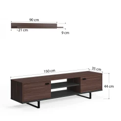 Mobile da soggiorno porta TV con due ante e due ripiani, cm 150 x 35 x 44, colore e antracite<Dmora Flash Sale