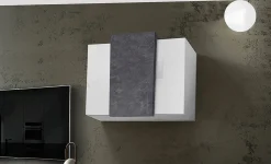 Mobile pensile Andras, cm 90x38h66, Bianco lucido e Ardesia<Dmora Cheap