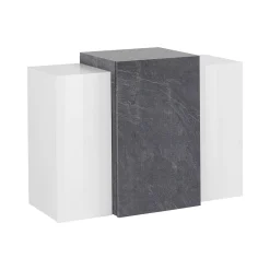 Mobile pensile Andras, cm 90x38h66, Bianco lucido e Ardesia<Dmora Cheap