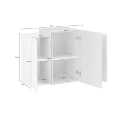 Mobile pensile Andras, cm 90x38h66, Bianco lucido e Acero<Dmora Hot