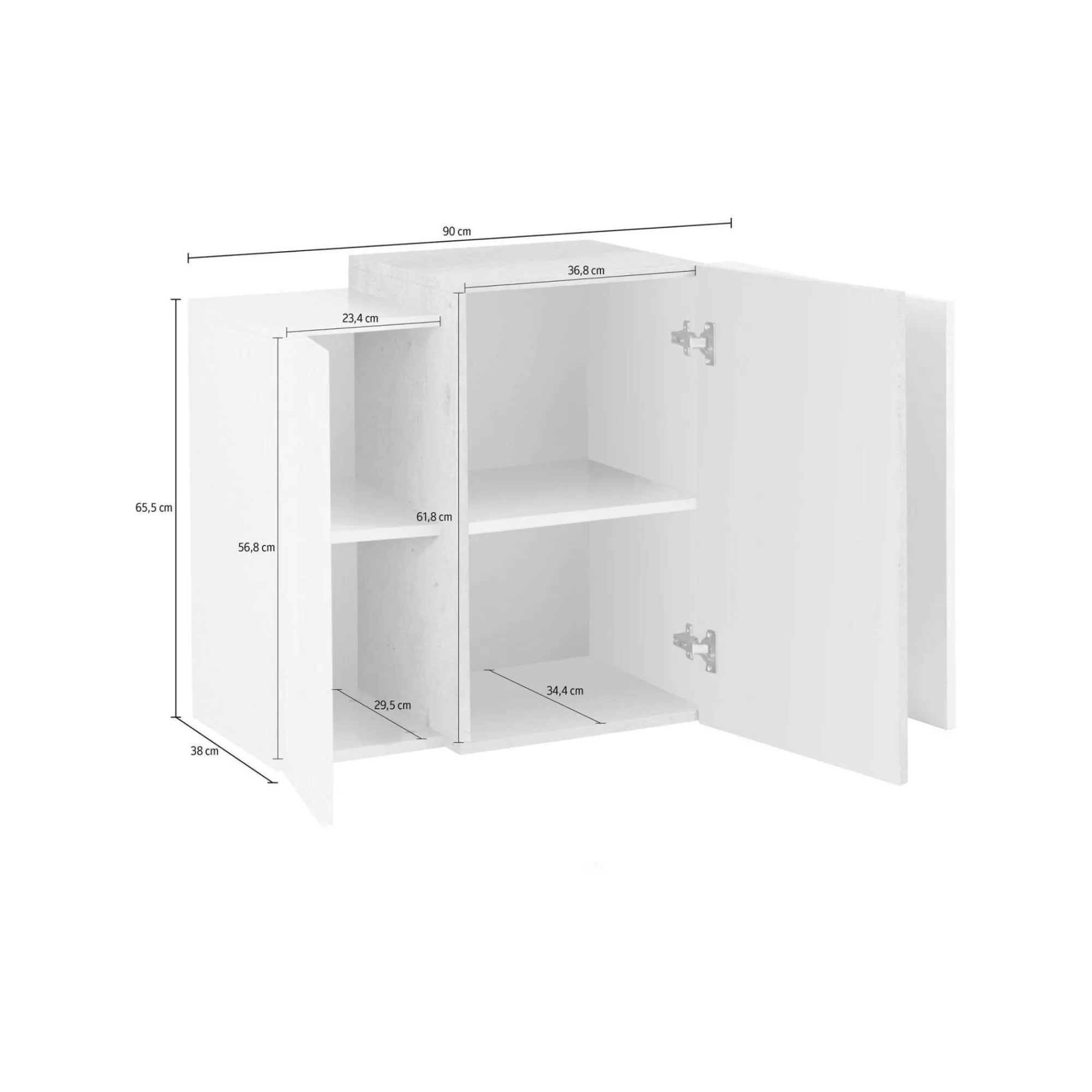 Mobile pensile Andras, cm 90x38h66, Bianco lucido e Acero<Dmora Hot