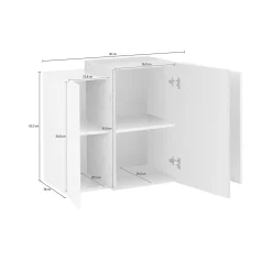 Mobile pensile Andras, cm 90x38h66, Bianco lucido e Ardesia<Dmora Cheap