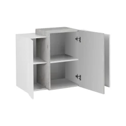 Mobile pensile Andras, cm 90x38h66, Bianco lucido e Ardesia<Dmora Cheap