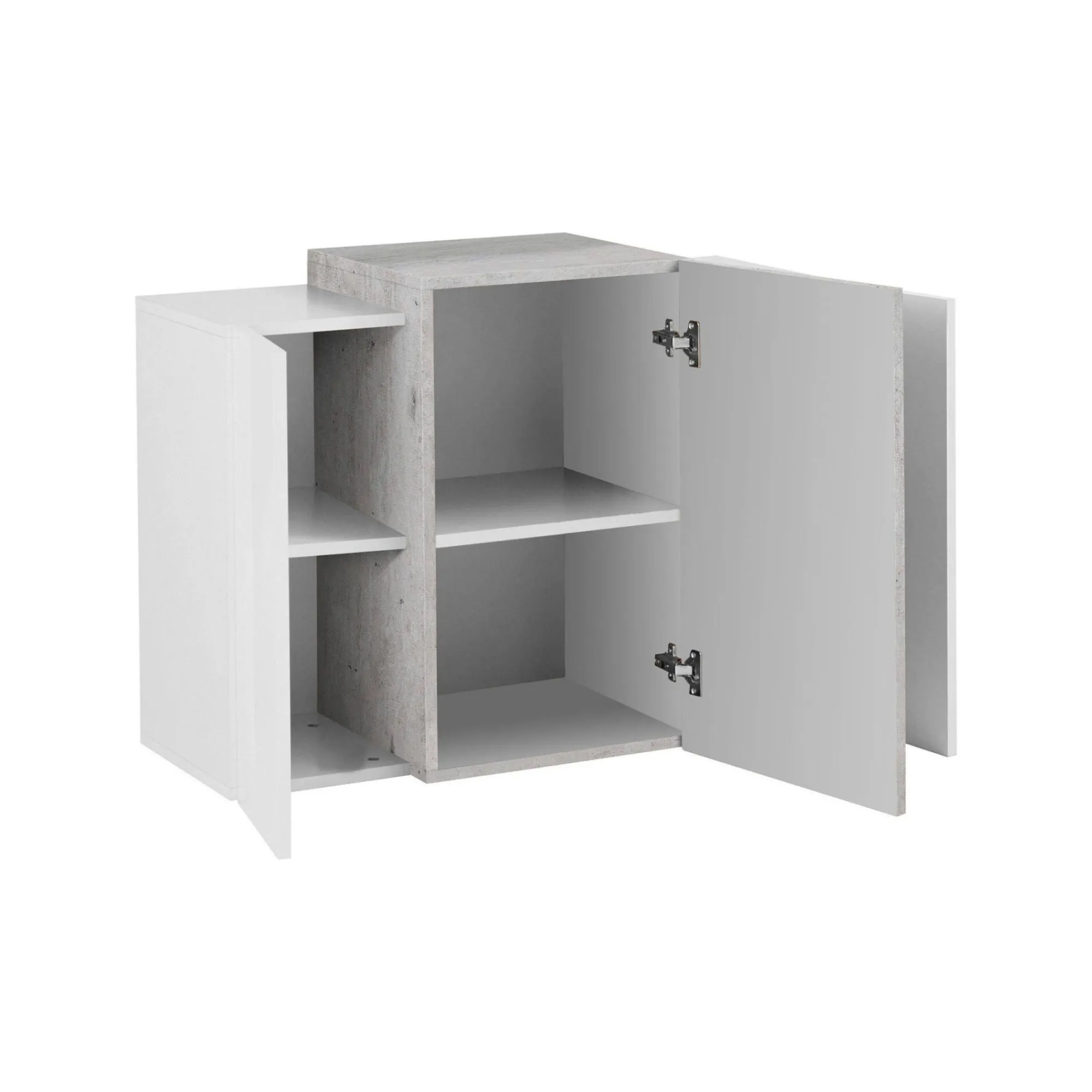 Mobile pensile Andras, cm 90x38h66, Bianco lucido e Ardesia<Dmora Cheap