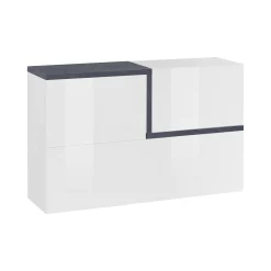 Mobile pensile Dpafund, cm 100x30h63, Bianco lucido e Ardesia<Dmora Cheap