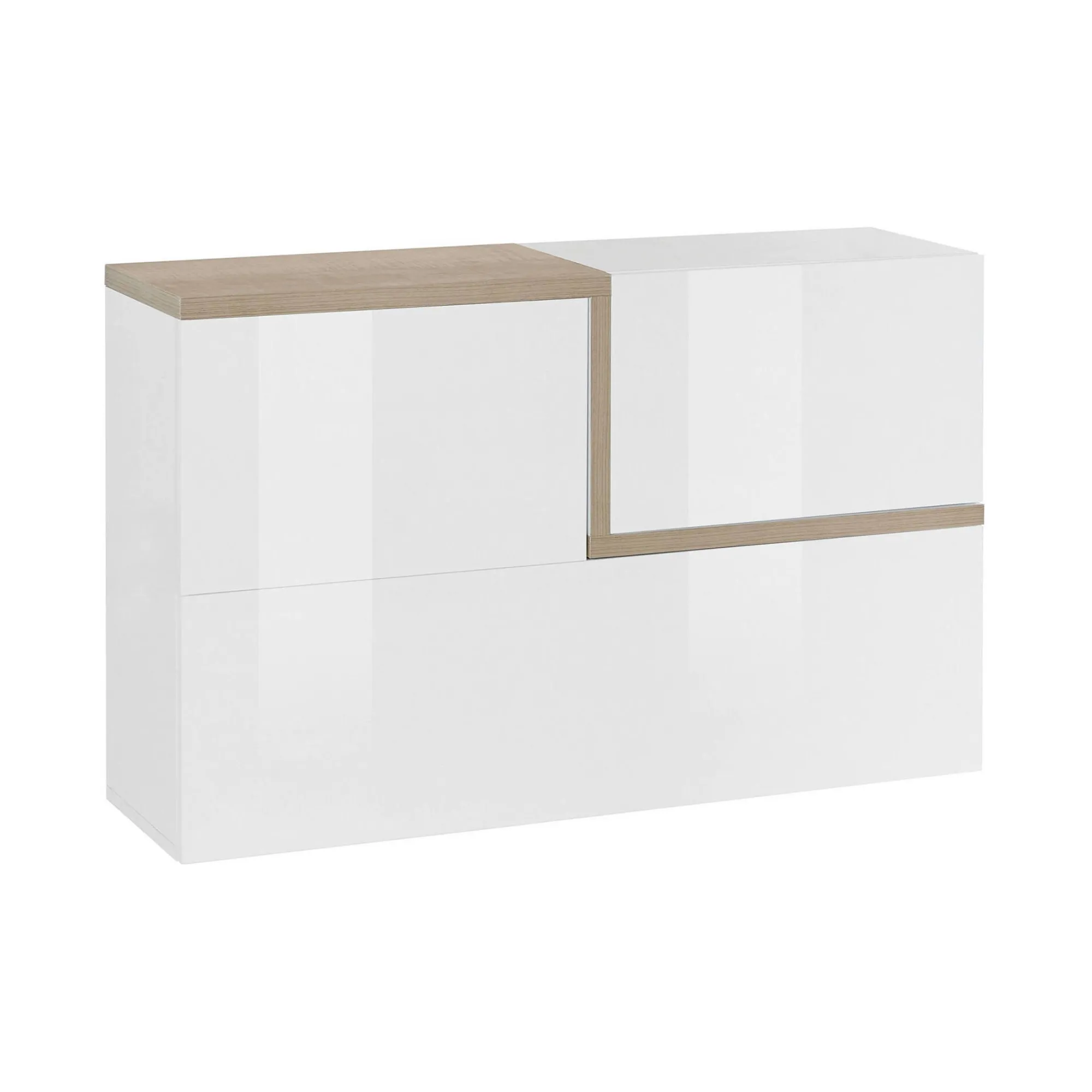 Mobile pensile Dpafund, cm 100x30h63, Bianco lucido e Acero<Dmora Store