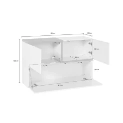 Mobile pensile Dpafund, cm 100x30h63, Bianco lucido e Ardesia<Dmora Cheap