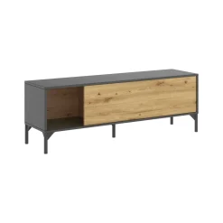 Mobile porta TV Abcd, 132x39h44 cm, Rovere Nodi e Antracite<Dmora Shop