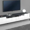 Mobile porta TV Abina, cm 200x40h47, Bianco lucido e Ardesia<Dmora Hot