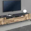 Mobile porta TV Abina, cm 200x40h47, Ardesia e Acero<Dmora Discount