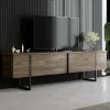 Mobile porta TV Abishia, 180x30h50 cm, Noce e Nero<Dmora Best Sale