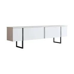 Mobile porta TV Abishia, 180x30h50 cm, Bianco e Nero<Dmora Sale
