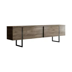 Mobile porta TV Abishia, 180x30h50 cm, Noce e Nero<Dmora Best Sale