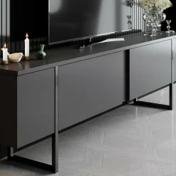 Mobile porta TV Abishia, 180x30h50 cm, Antracite e Nero<Dmora New