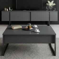 Mobile porta TV Abishia, 180x30h50 cm, Antracite e Nero<Dmora New