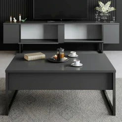 Mobile porta TV Abishia, 180x30h50 cm, Antracite e Nero<Dmora New