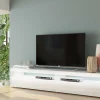 Mobile porta TV Akon, Bianco lucido, con luce LED<Dmora Fashion
