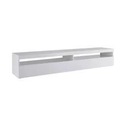Mobile porta TV Akon, Bianco lucido, con luce LED<Dmora Fashion