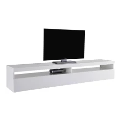 Mobile porta TV Akon, Bianco lucido, con luce LED<Dmora Fashion
