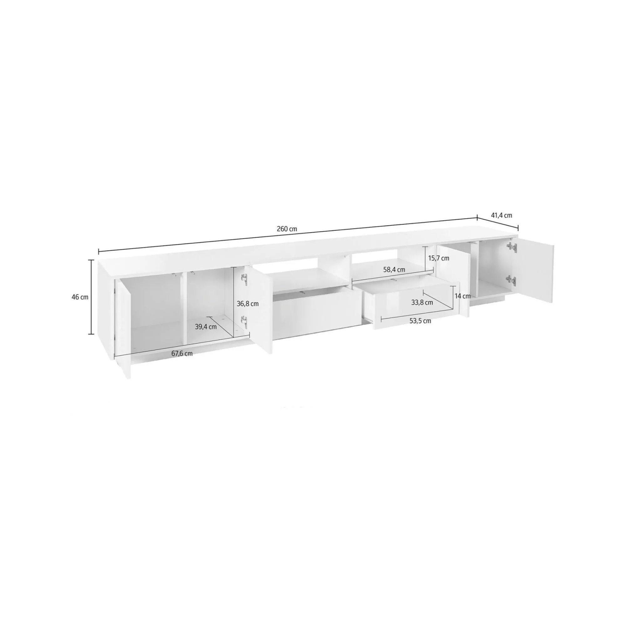 Mobile porta TV Albak, cm 260x41h46,<Dmora Online