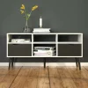 Mobile porta TV Aliani, 117x39 h57 cm, Bianco e Nero<Dmora Discount