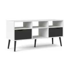 Mobile porta TV Aliani, 117x39 h57 cm, Bianco e Nero<Dmora Discount