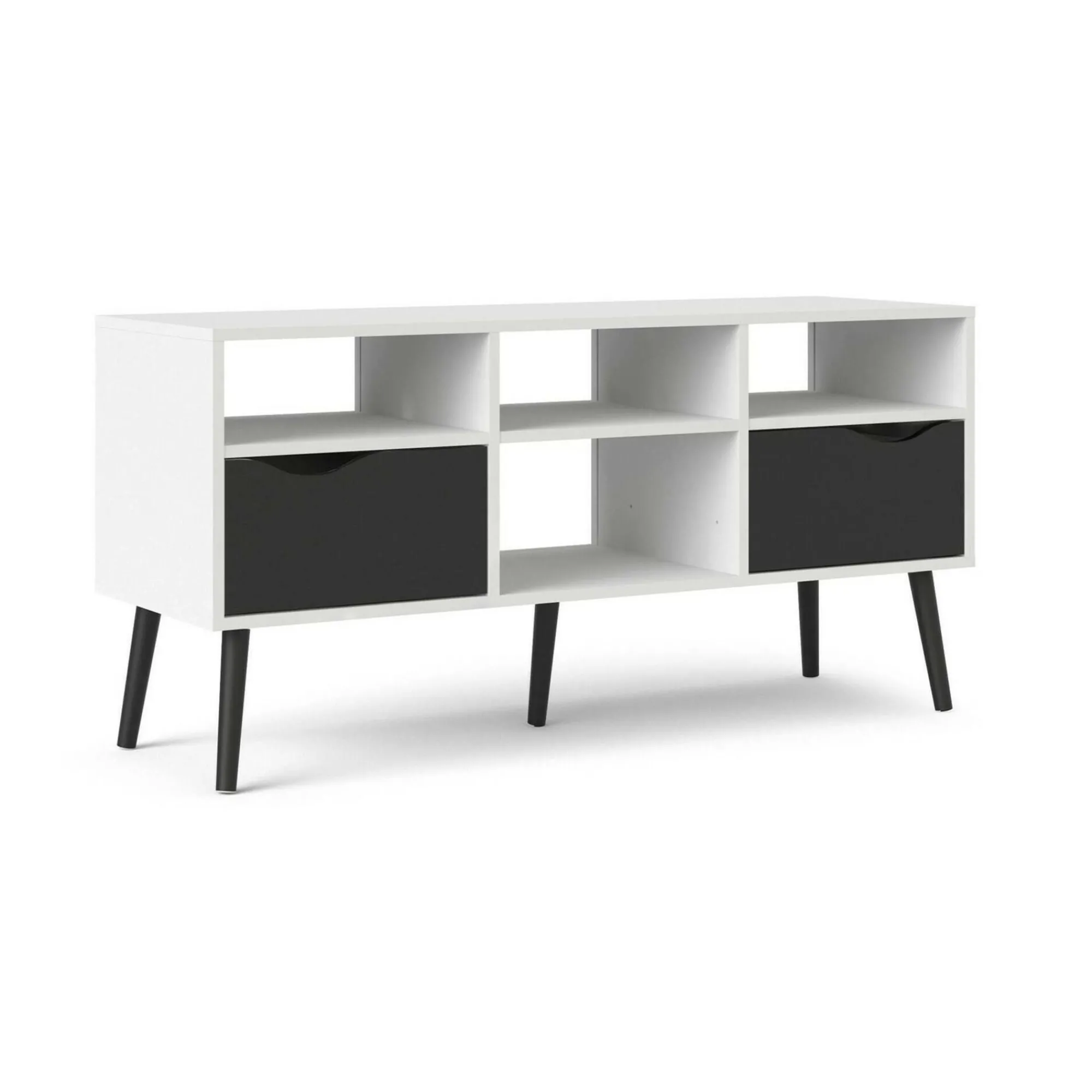 Mobile porta TV Aliani, 117x39 h57 cm, Bianco e Nero<Dmora Discount