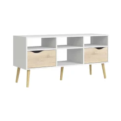Mobile porta TV Aliani, 117x39 h57 cm, Bianco e Quercia<Dmora Fashion
