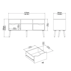 Mobile porta TV Aliani, 117x39 h57 cm, Bianco e Nero<Dmora Discount
