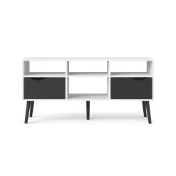 Mobile porta TV Aliani, 117x39 h57 cm, Bianco e Nero<Dmora Discount