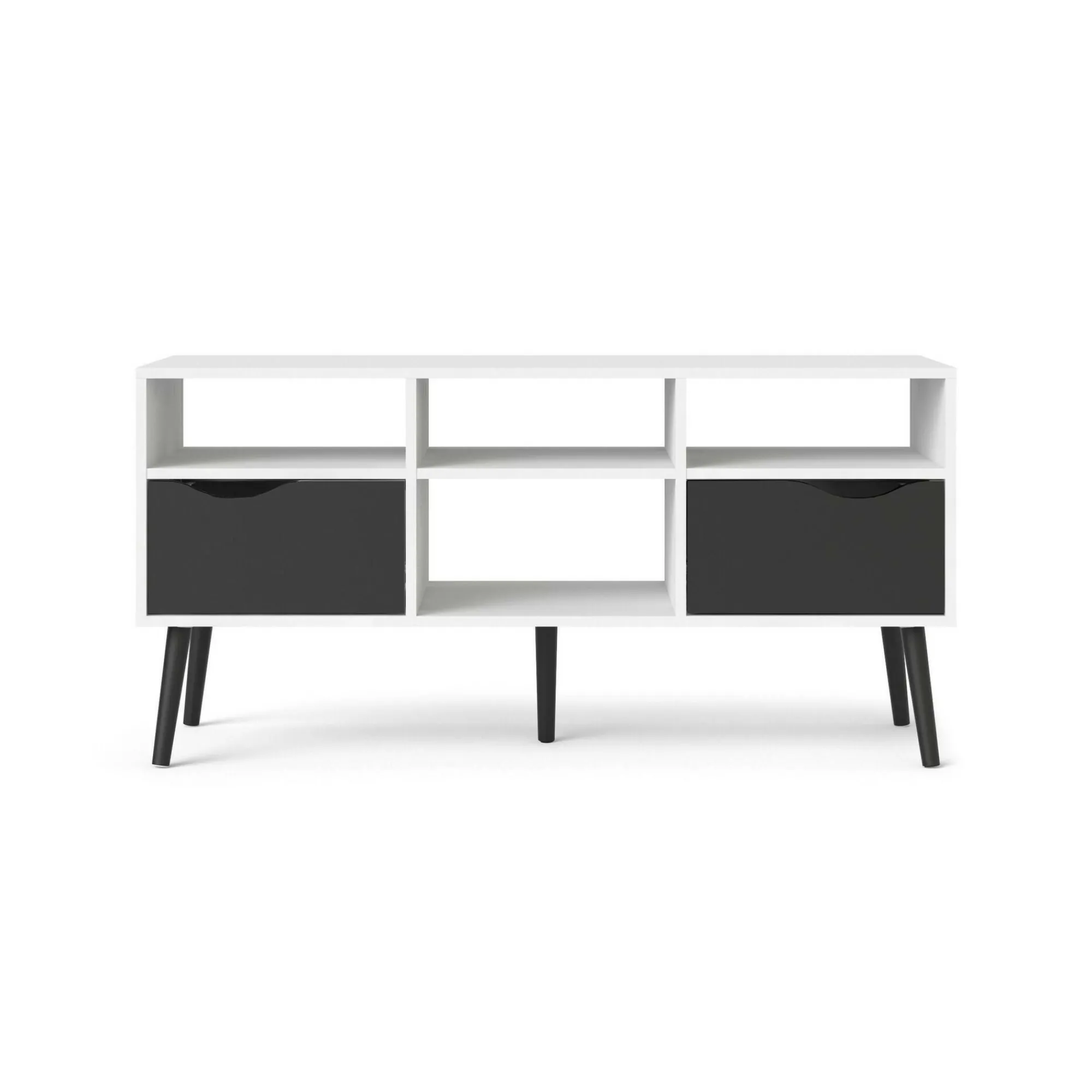 Mobile porta TV Aliani, 117x39 h57 cm, Bianco e Nero<Dmora Discount