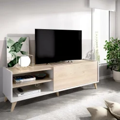 Mobile porta TV Allesia, 155x43h47 cm, Rovere e Bianco<Dmora Hot