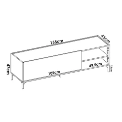 Mobile porta TV Allesia, 155x43h47 cm, Rovere e Antracite<Dmora Cheap