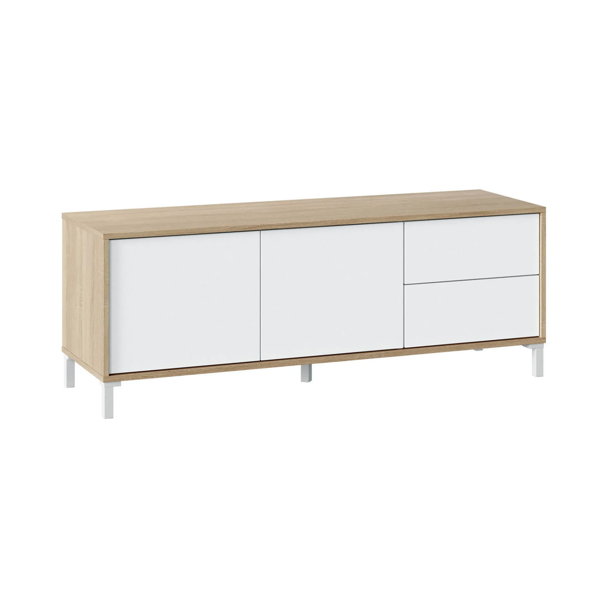 Mobile porta TV Alva, 130x41h47 cm, Rovere e Bianco<Dmora New