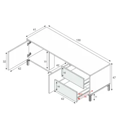 Mobile porta TV Alva, 130x41h47 cm, Rovere e Bianco<Dmora New