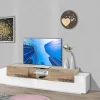 Mobile porta TV Amato, cm 220x45h51, Bianco lucido e Acero<Dmora Clearance