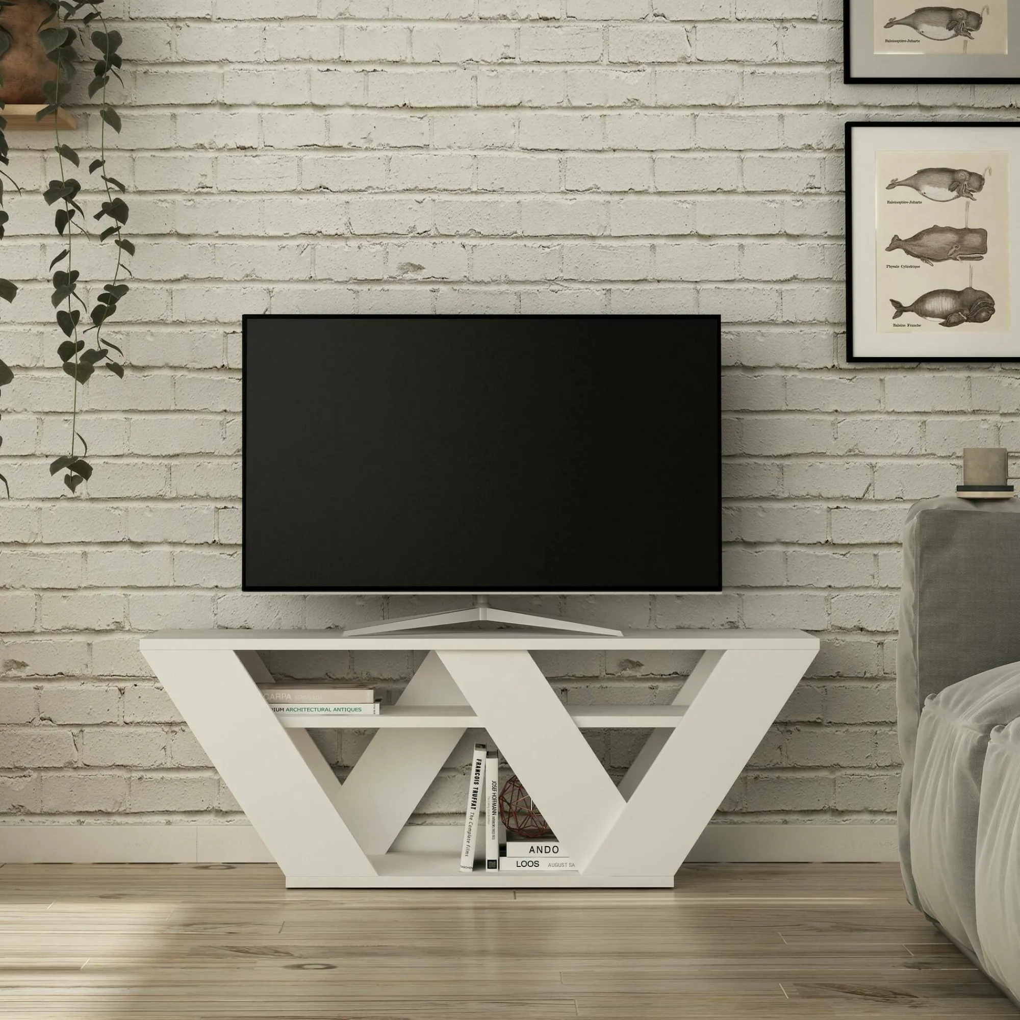 Mobile porta TV Amazzonite, 110x30h40 cm,<Dmora Cheap