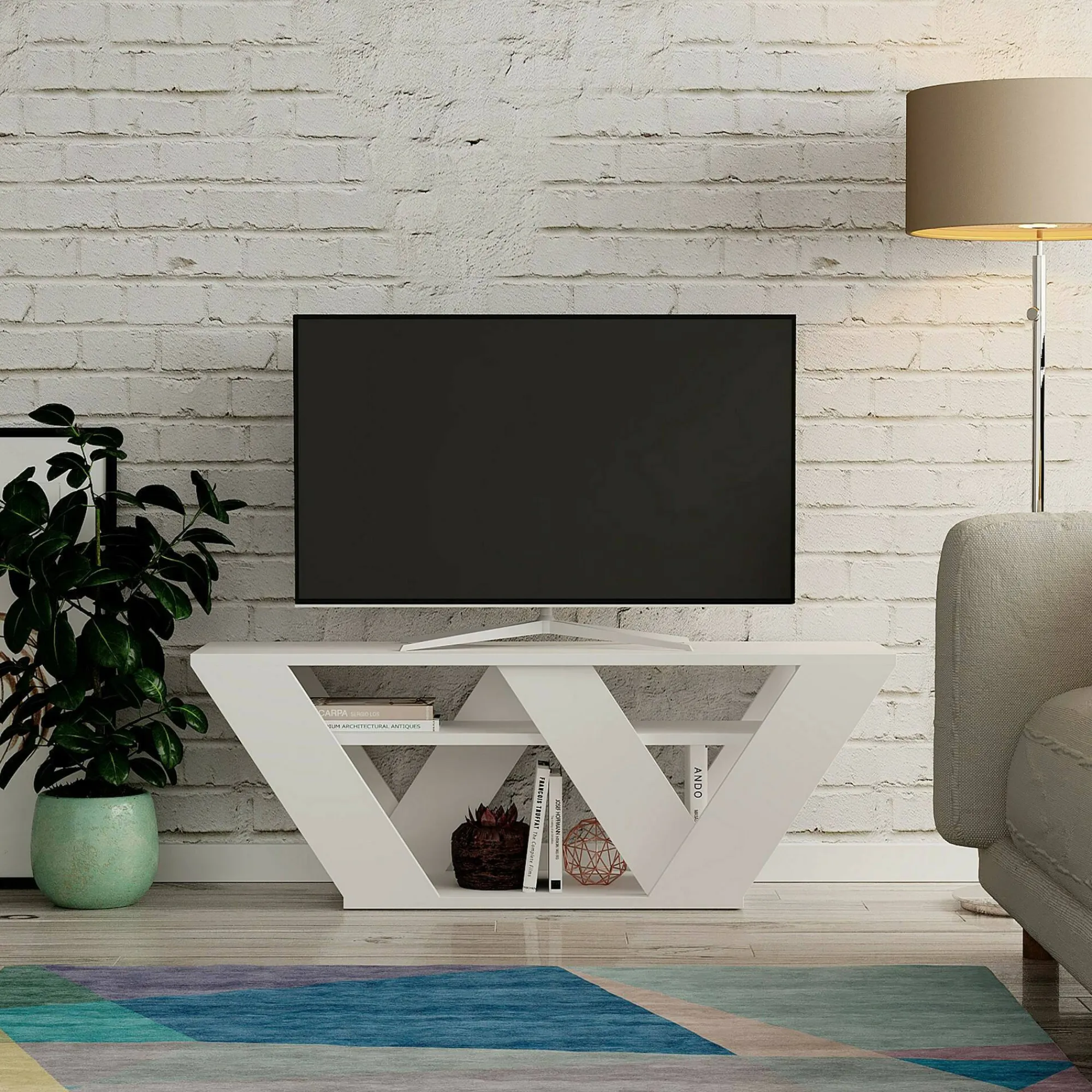 Mobile porta TV Amazzonite, 110x30h40 cm,<Dmora Cheap